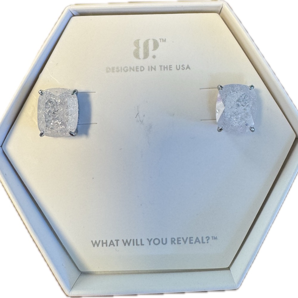 Elegant White Ice Crystal BP Stud Earrings